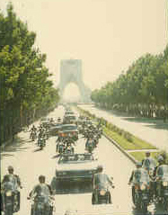 People greeting President Nixon's Motorcade near the Shahyad Monument, 05/30/1972